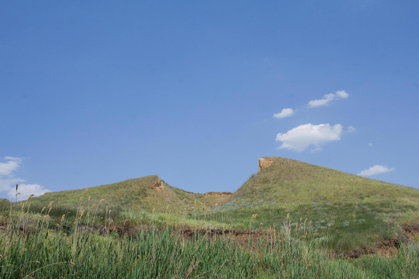 Beautiful summer landscapes with clay cliffs near delta of river Dnieper and Black sea photo