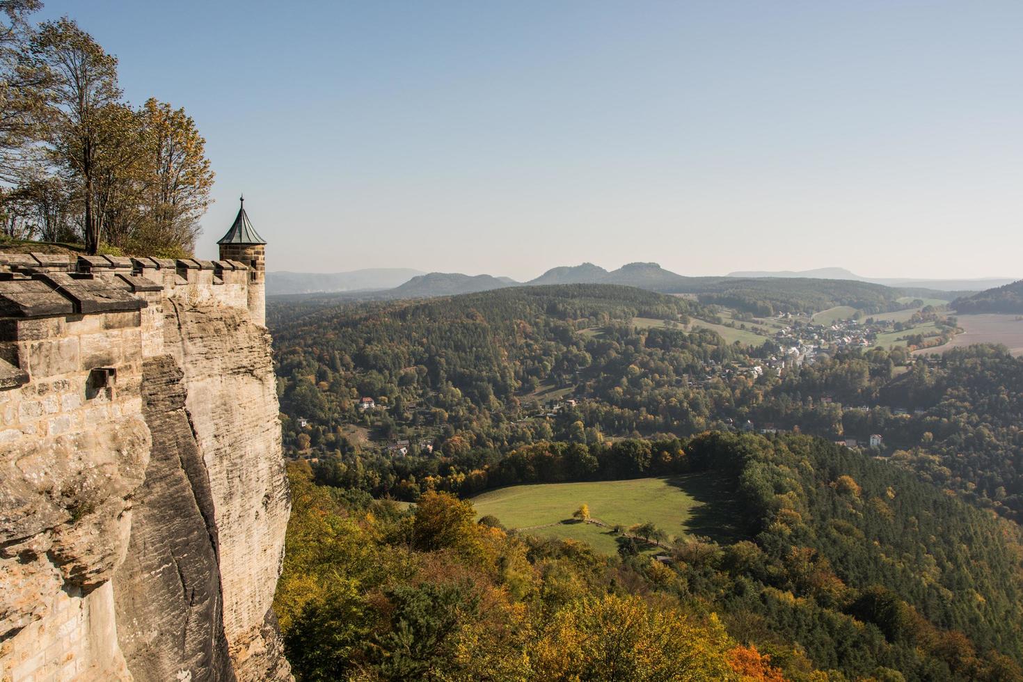 Landscape of konigstein fortress Saxon Switzerland, autumn traveling in Saxon Bastille photo