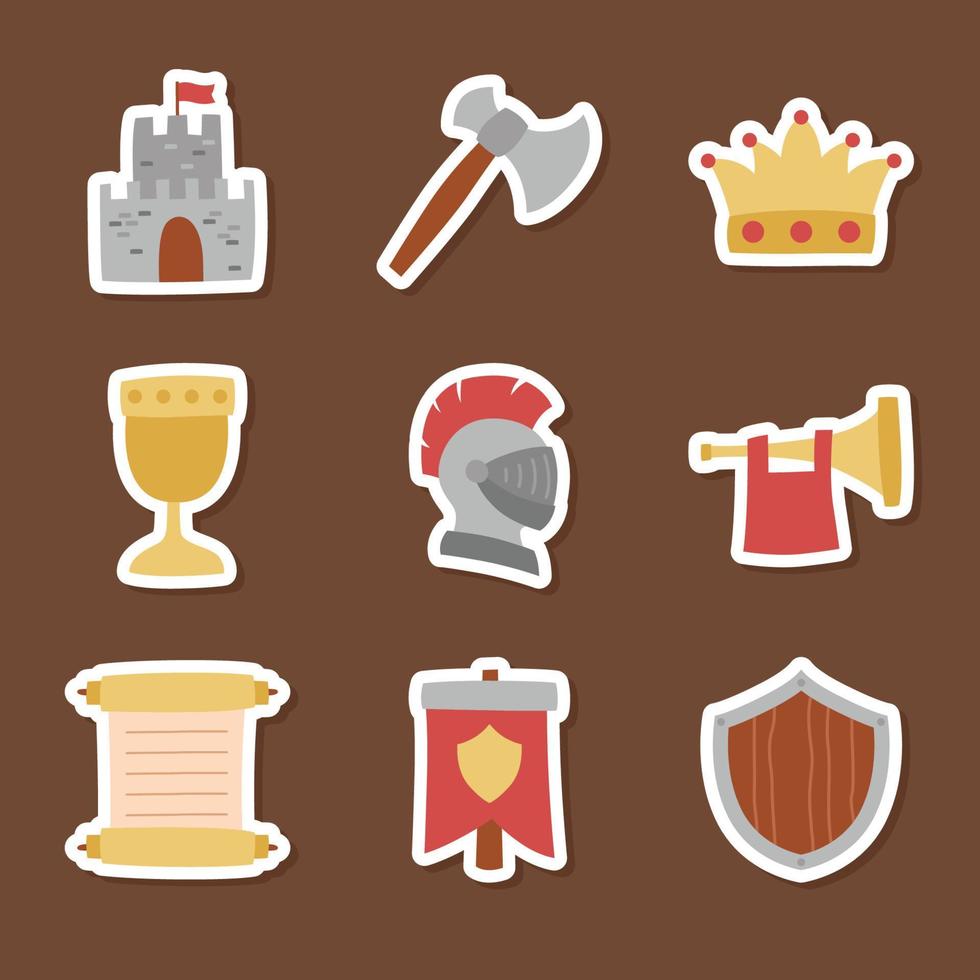 Medieval Kingdom Doodle Sticker Collection vector