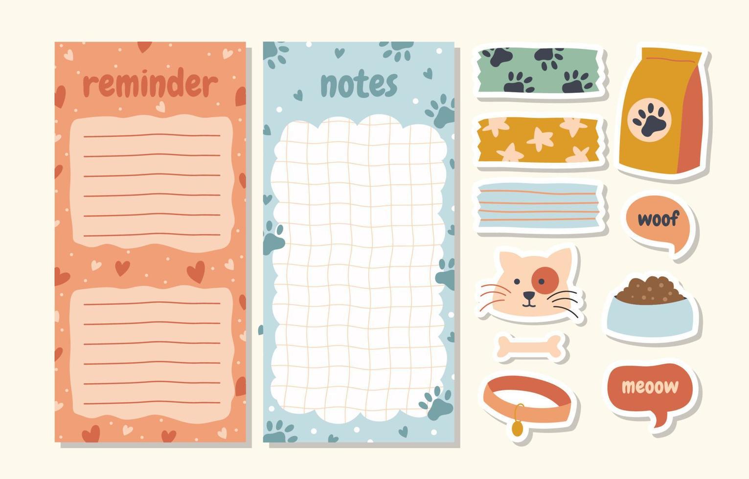 Pet Doodle Journal Template Sticker vector