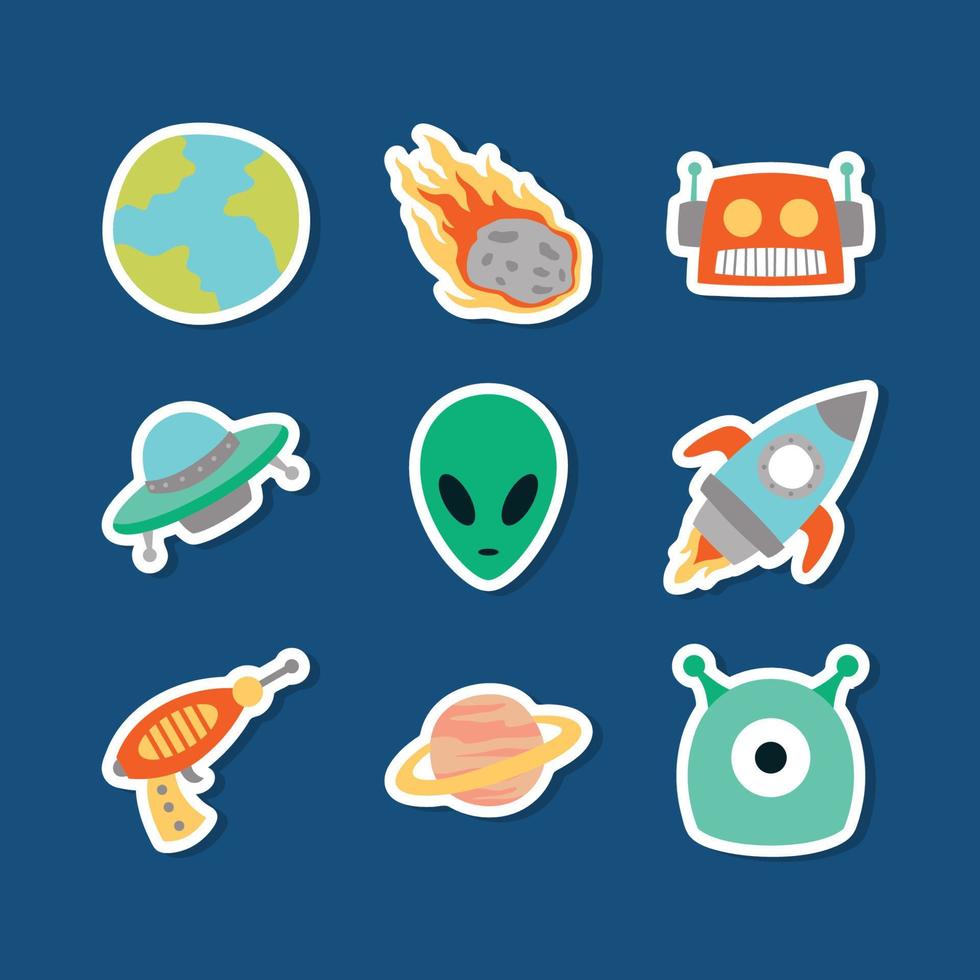 Space Sci Fi Doodle Element Sticker Collection 7668116 Vector Art at  Vecteezy