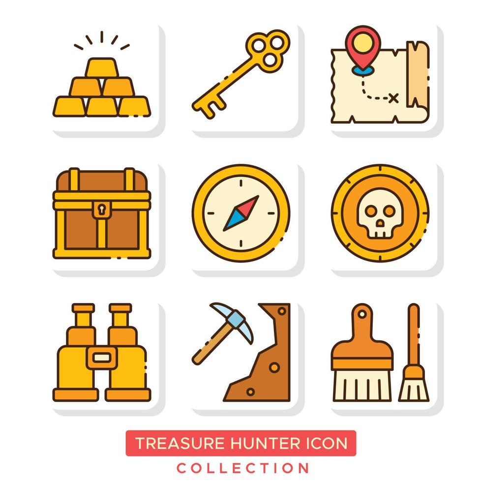 conjunto de iconos de cazador de tesoros vector