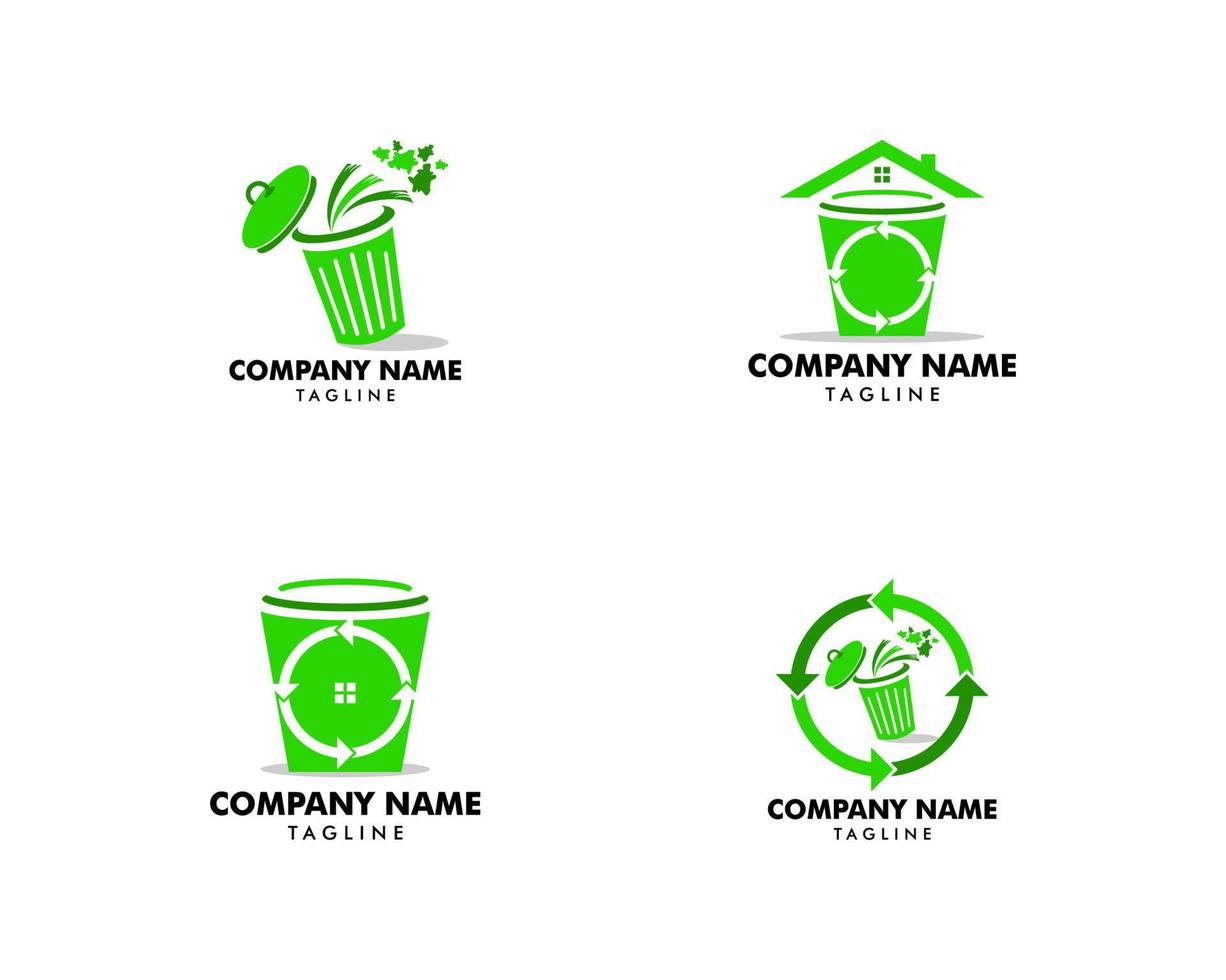 Set of Trash Bin Logo Design vector