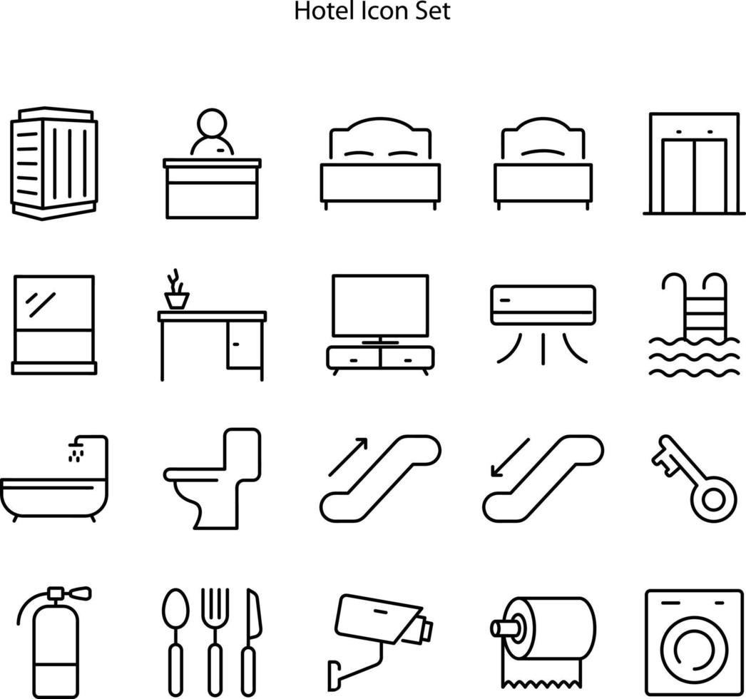 conjunto de iconos de hotel aislado sobre fondo blanco. icono de hotel moderno y moderno símbolo de hotel para logotipo, web, aplicación, ui. signo simple del icono del hotel. vector