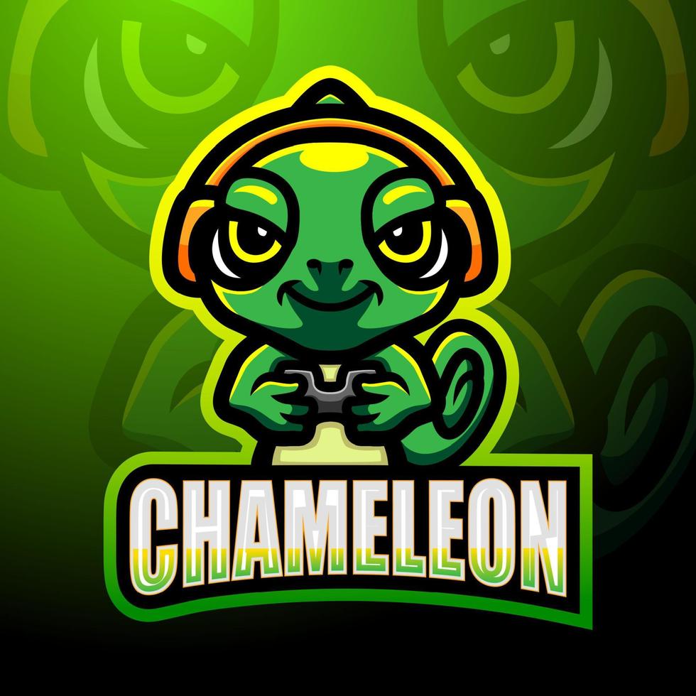 diseño de logotipo de mascota camaleón esport vector