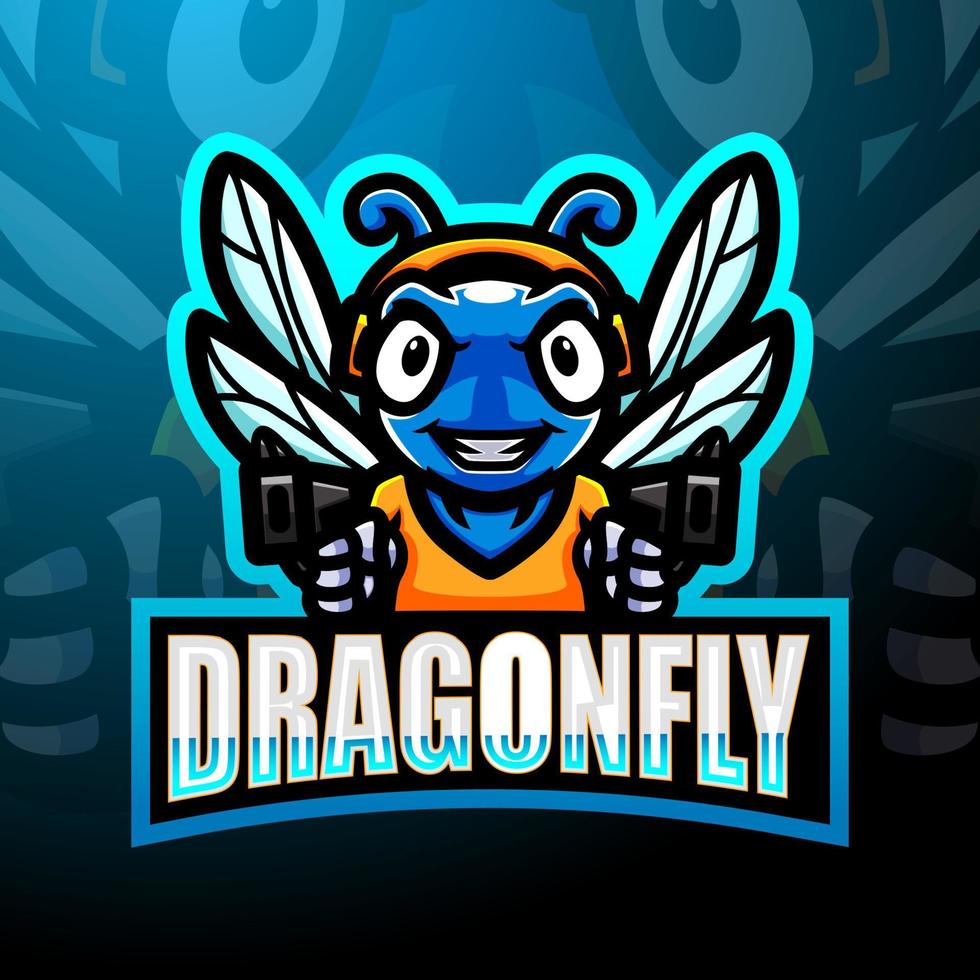 Dragonfly esport mascot logo design vector