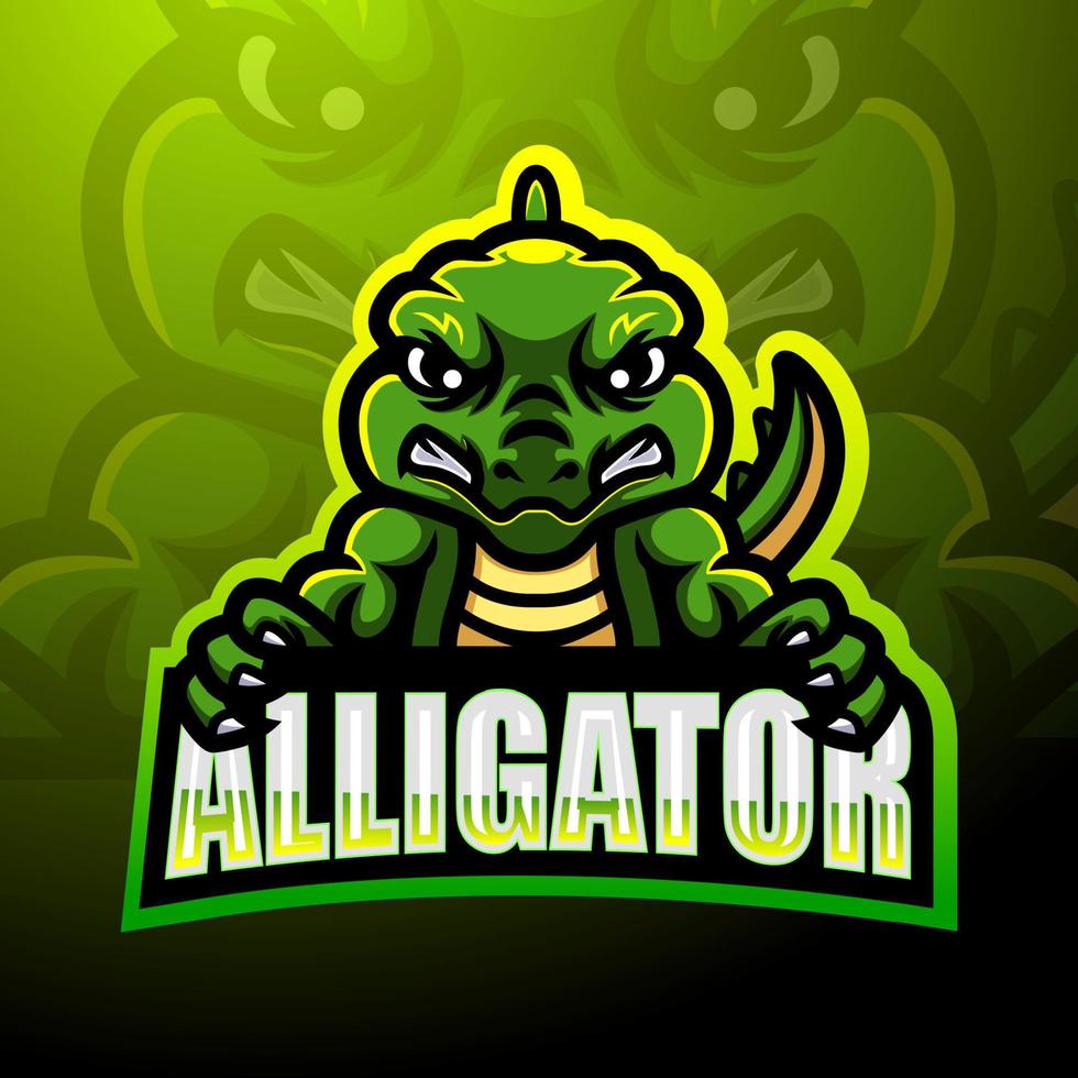 Alligator mascot esport logo design vector