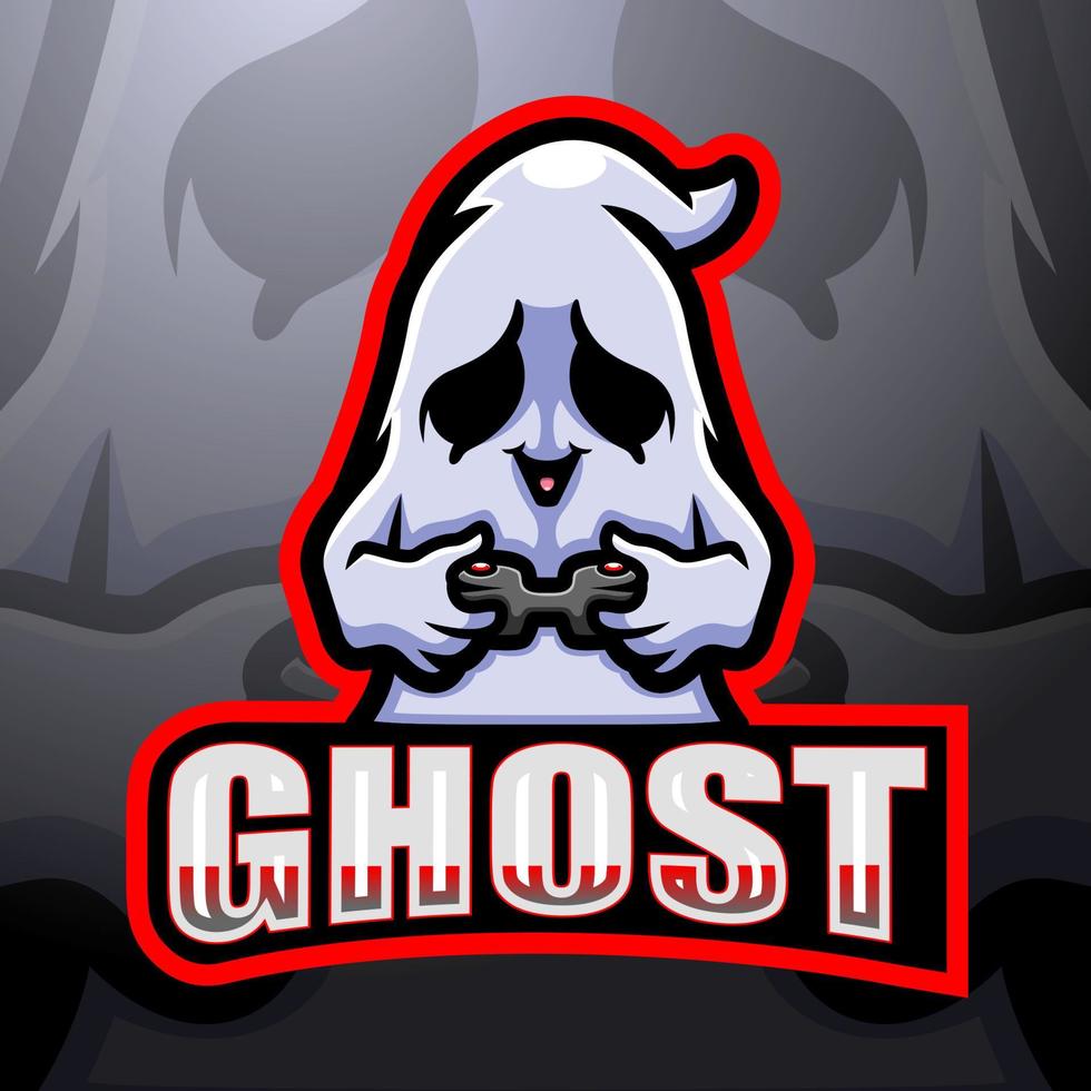 Ghost gaming mascot esport logo design vector