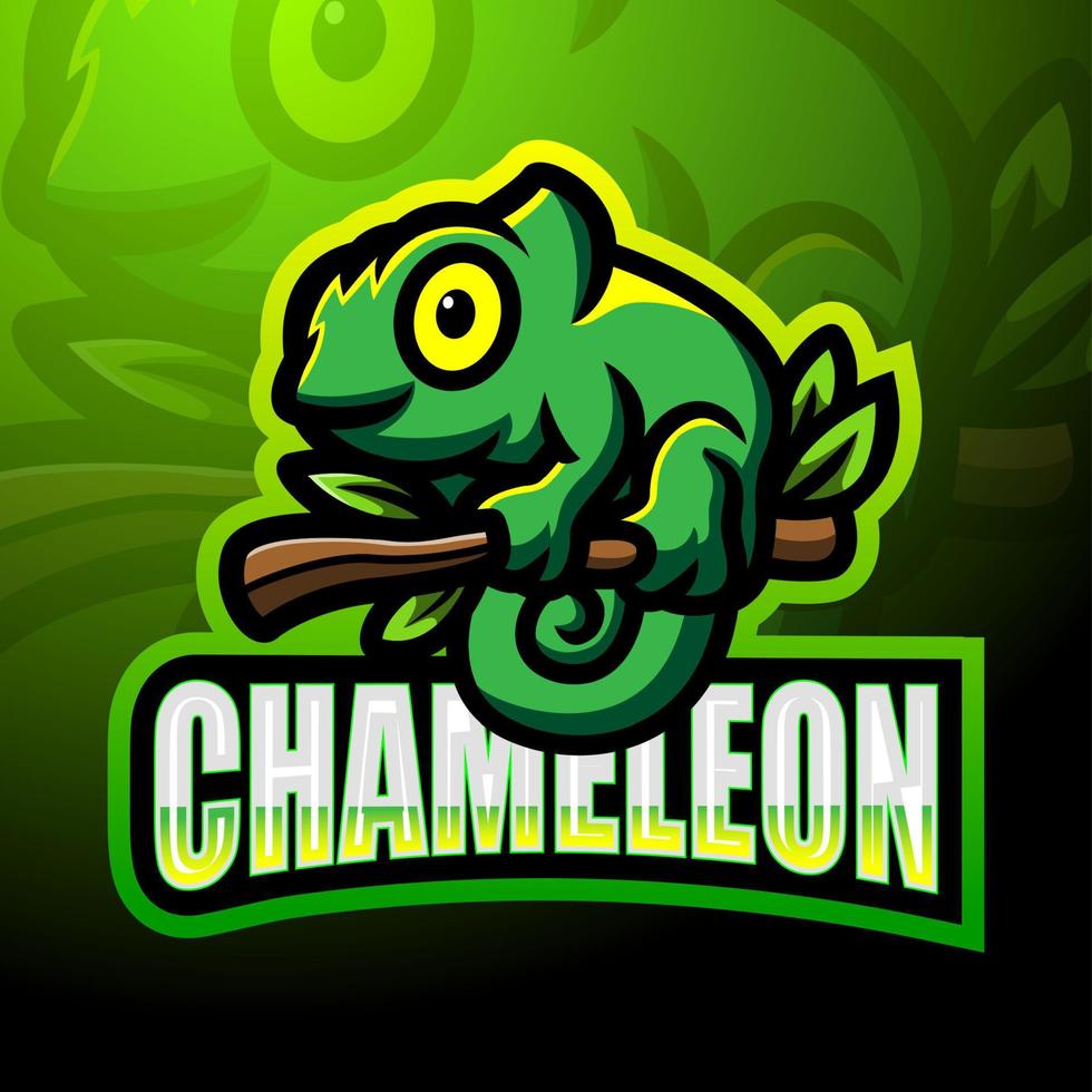 Chameleon esport logo mascot design vector