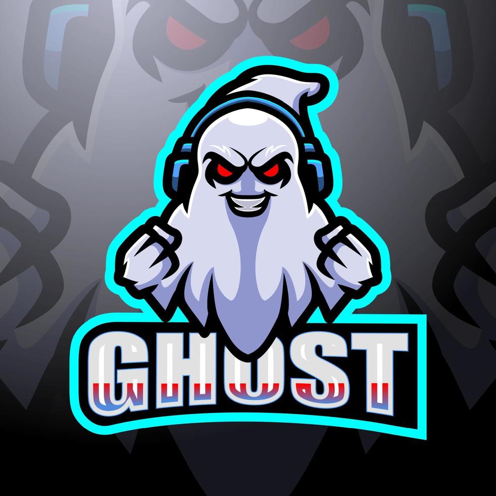 Ghost gaming mascot esport logo design vector