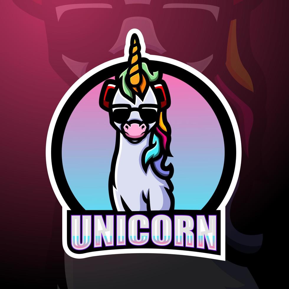 Unicorn mascot esport logo design vector