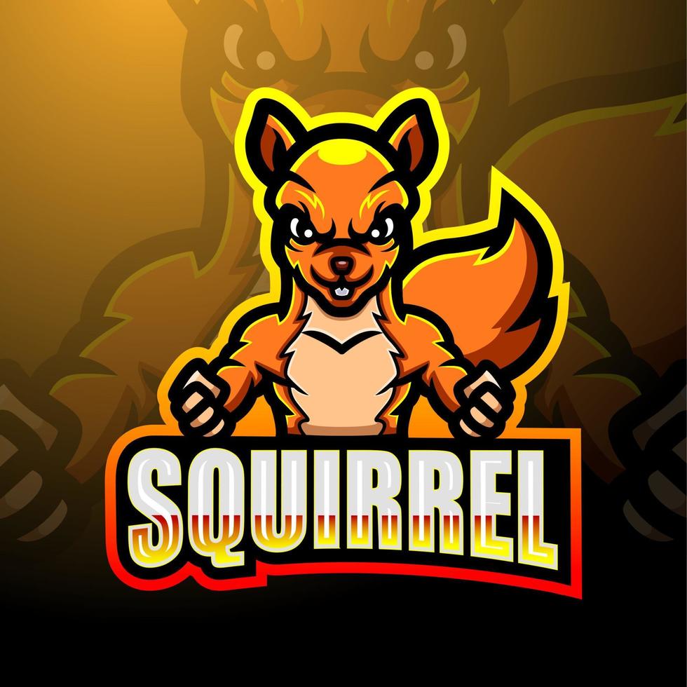 Squirrel esport logo mascot design vector