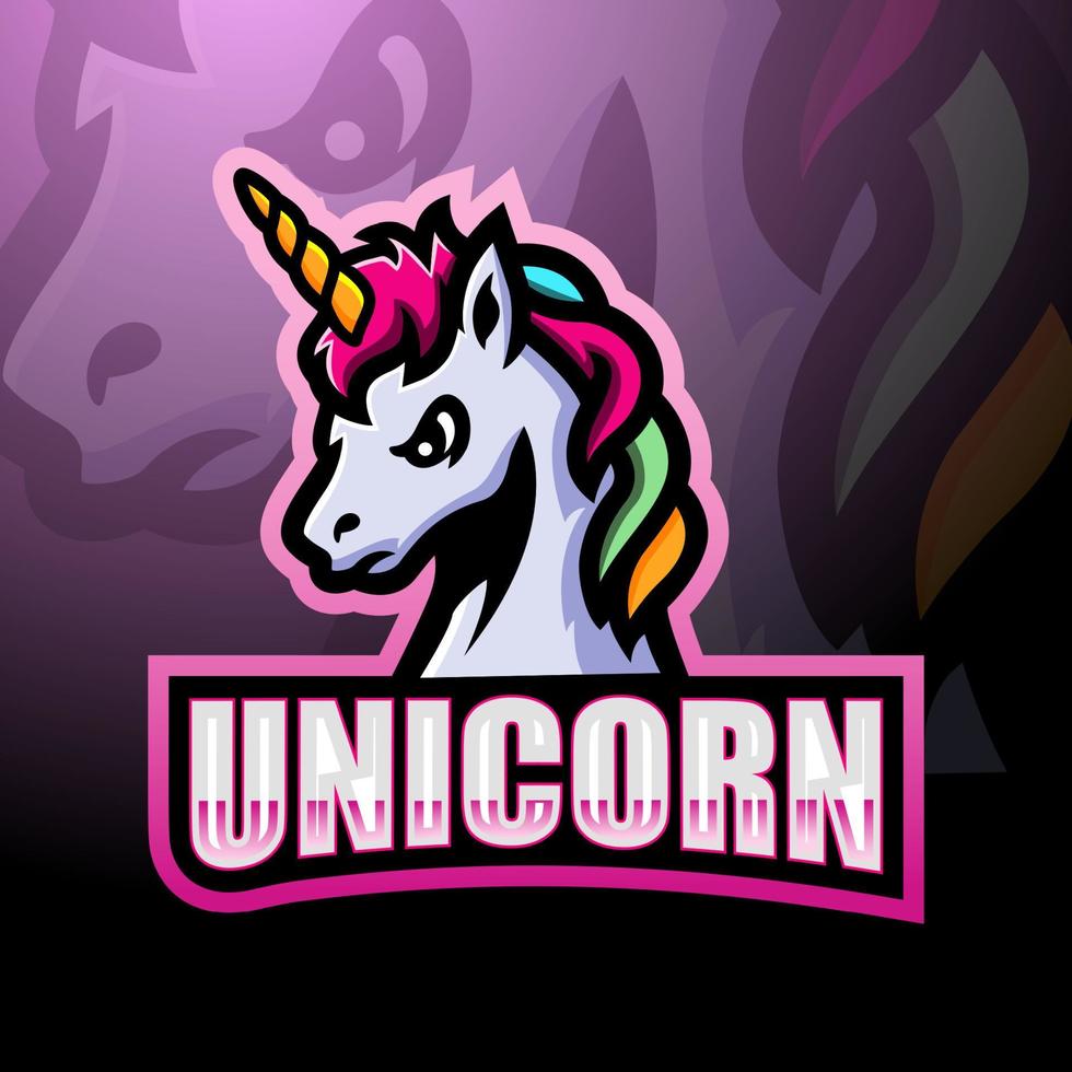 Unicorn mascot esport logo design vector