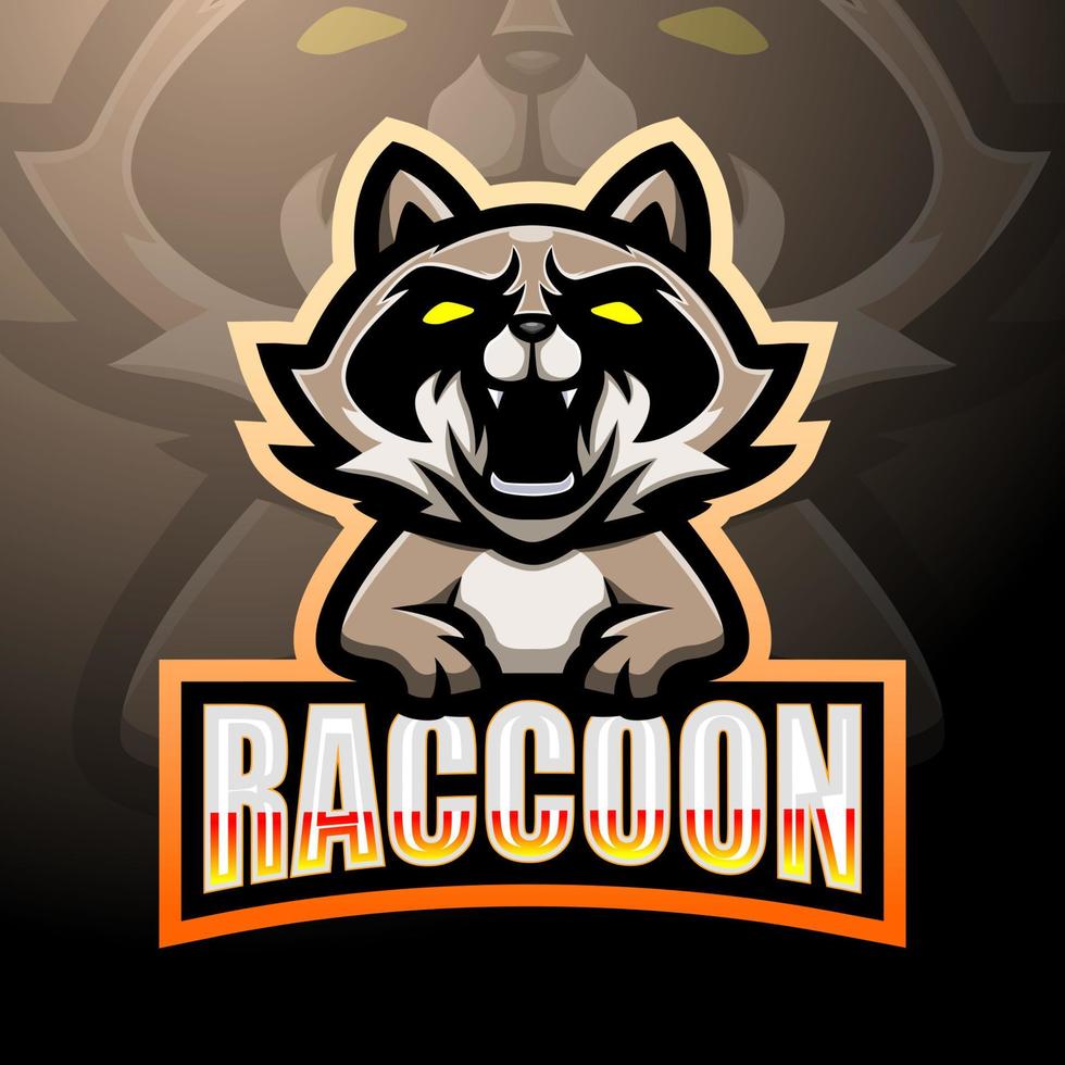 Raccoon mascot esport logo design vector