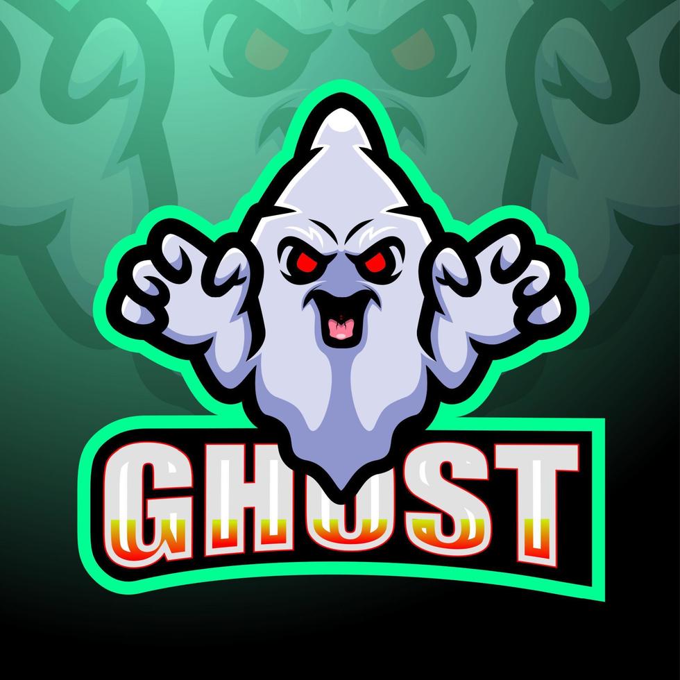 Ghost gaming mascot esport logo design vector