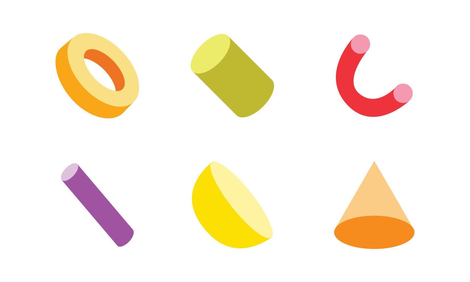 conjunto de coloridas formas geométricas 3d planas. elementos gráficos abstractos para el diseño vector