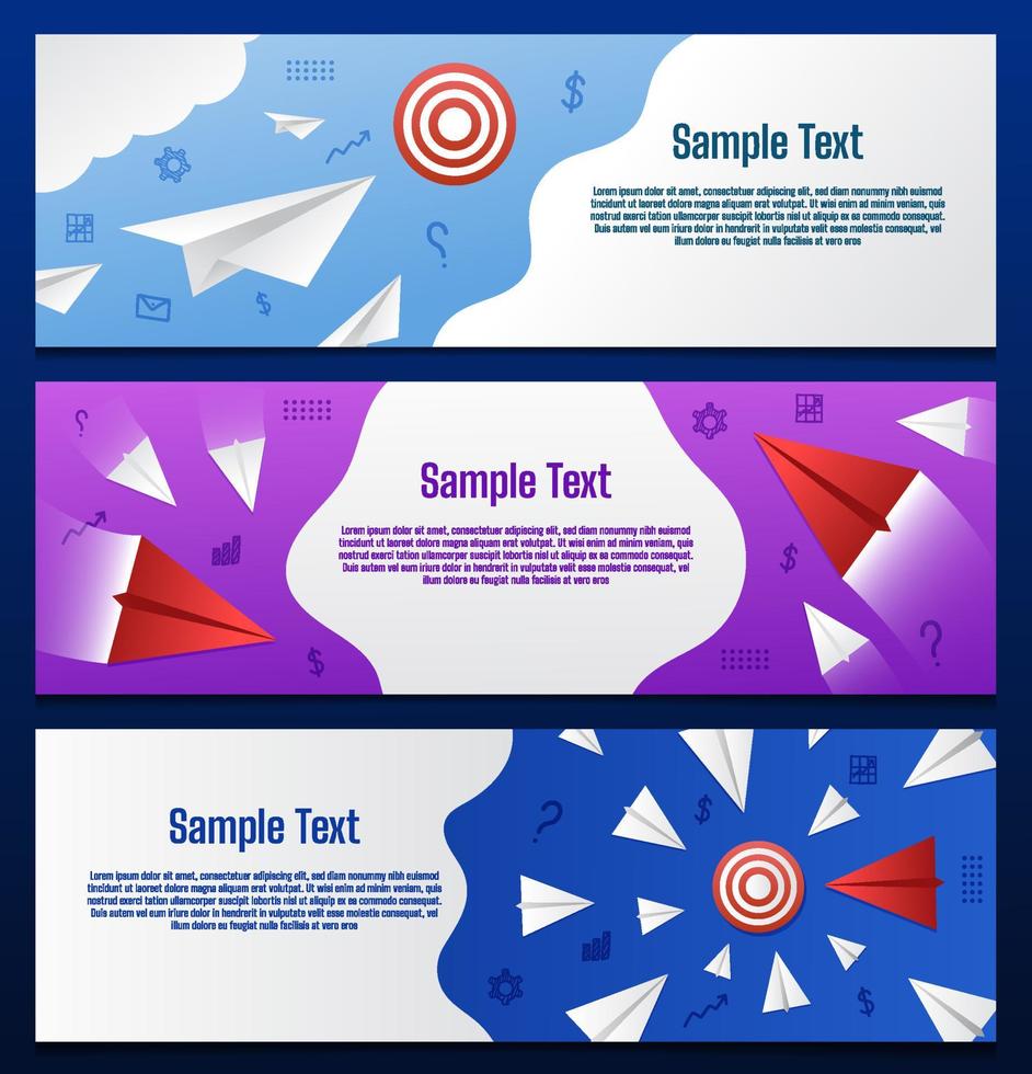 Business Paper Plane Banners Set vector