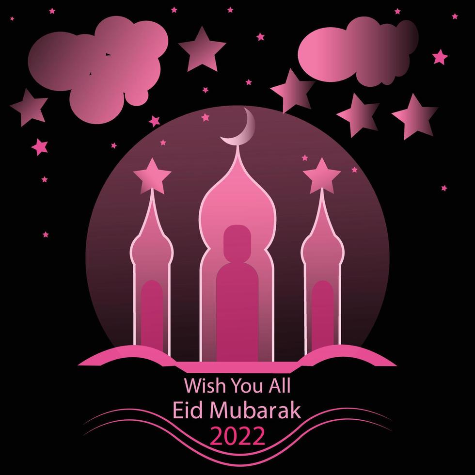 eid ul fitr greeting card 2022 design illustration resubmit vector