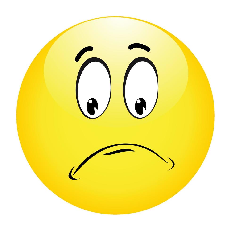 Sad and surprised cartoon character with pursed mouth vector