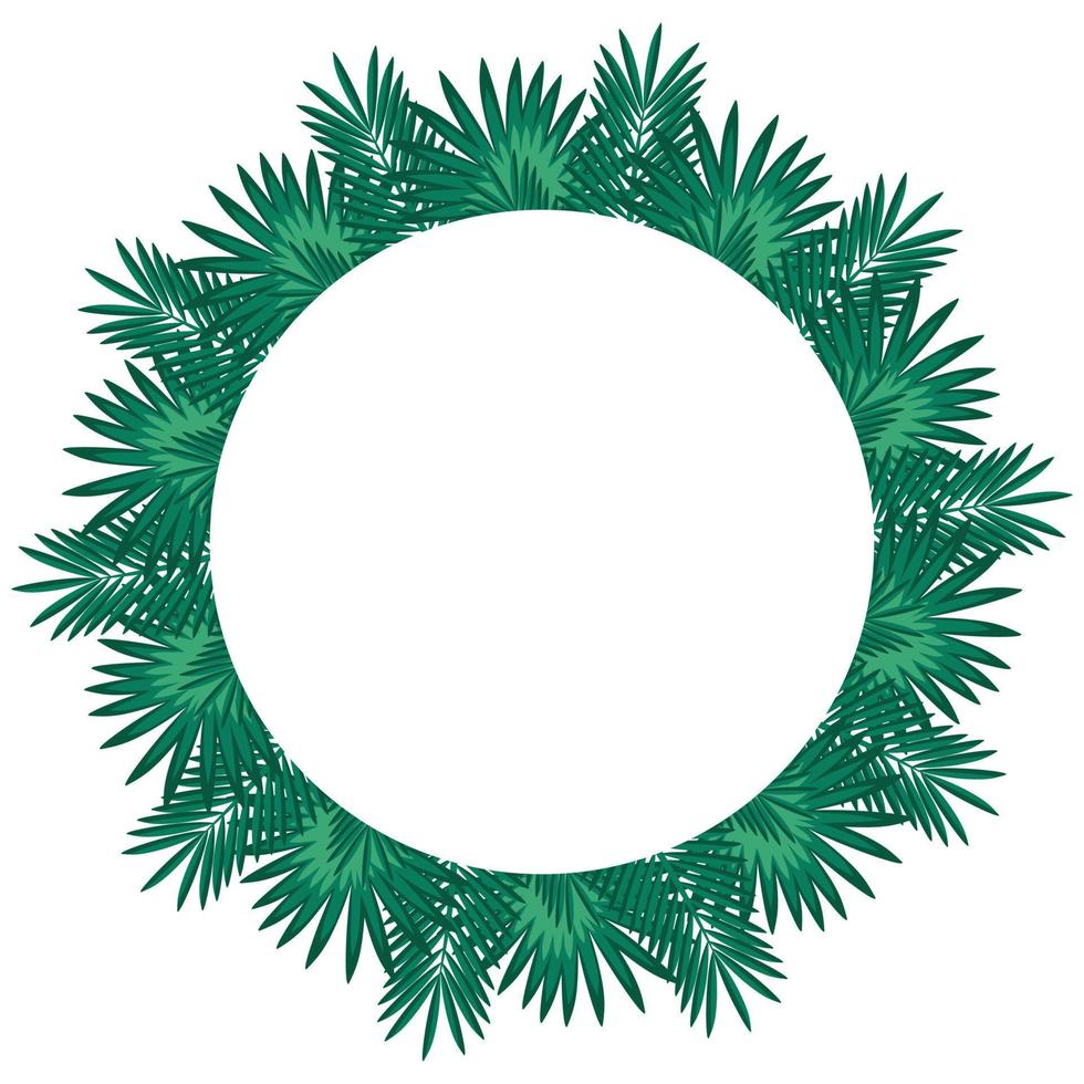 Cute palm tree round frame vector isolated illustration