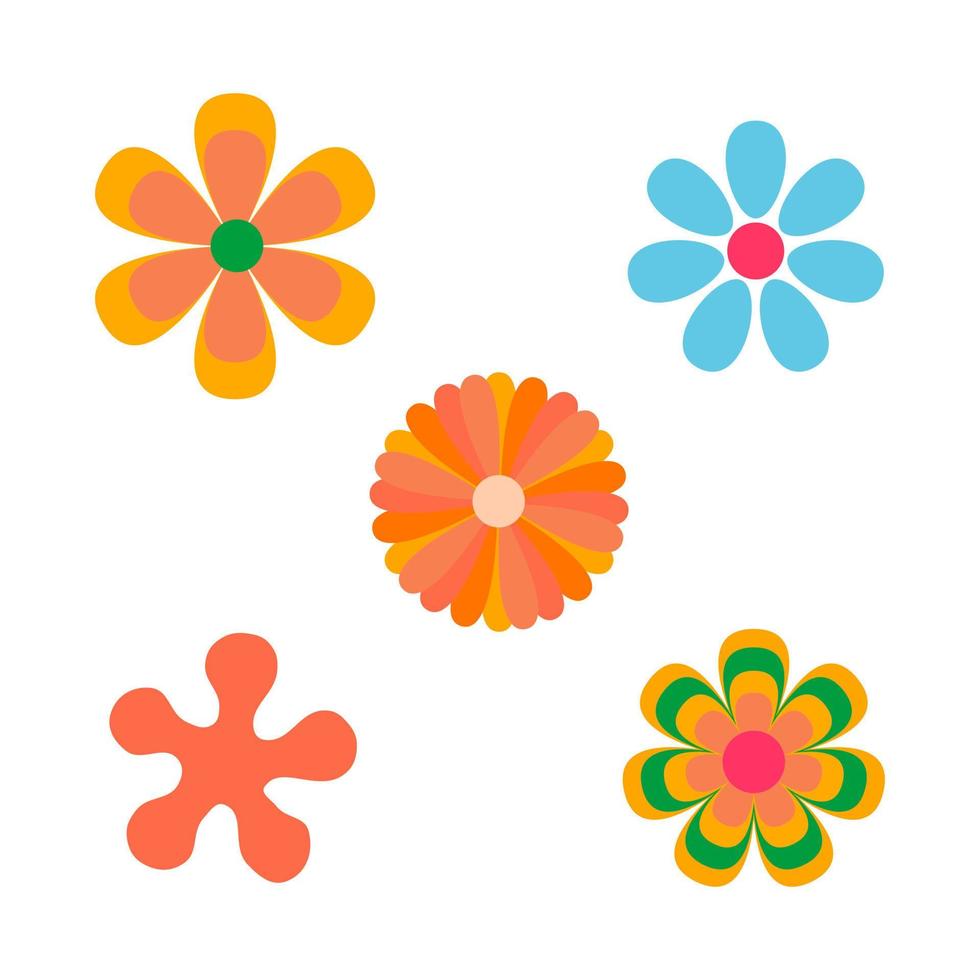 Colorful hippie daisy flower vector isolated illustration