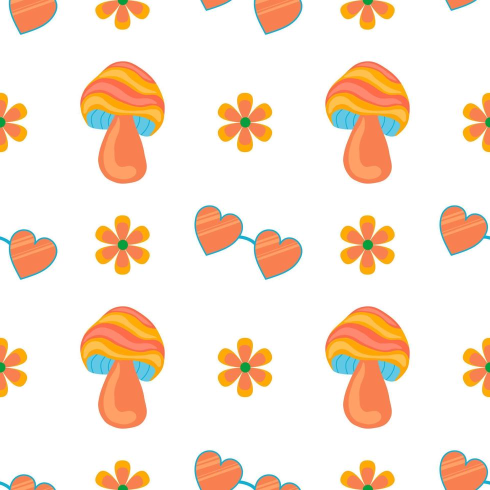 1970 vibe boho style vector seamless pattern