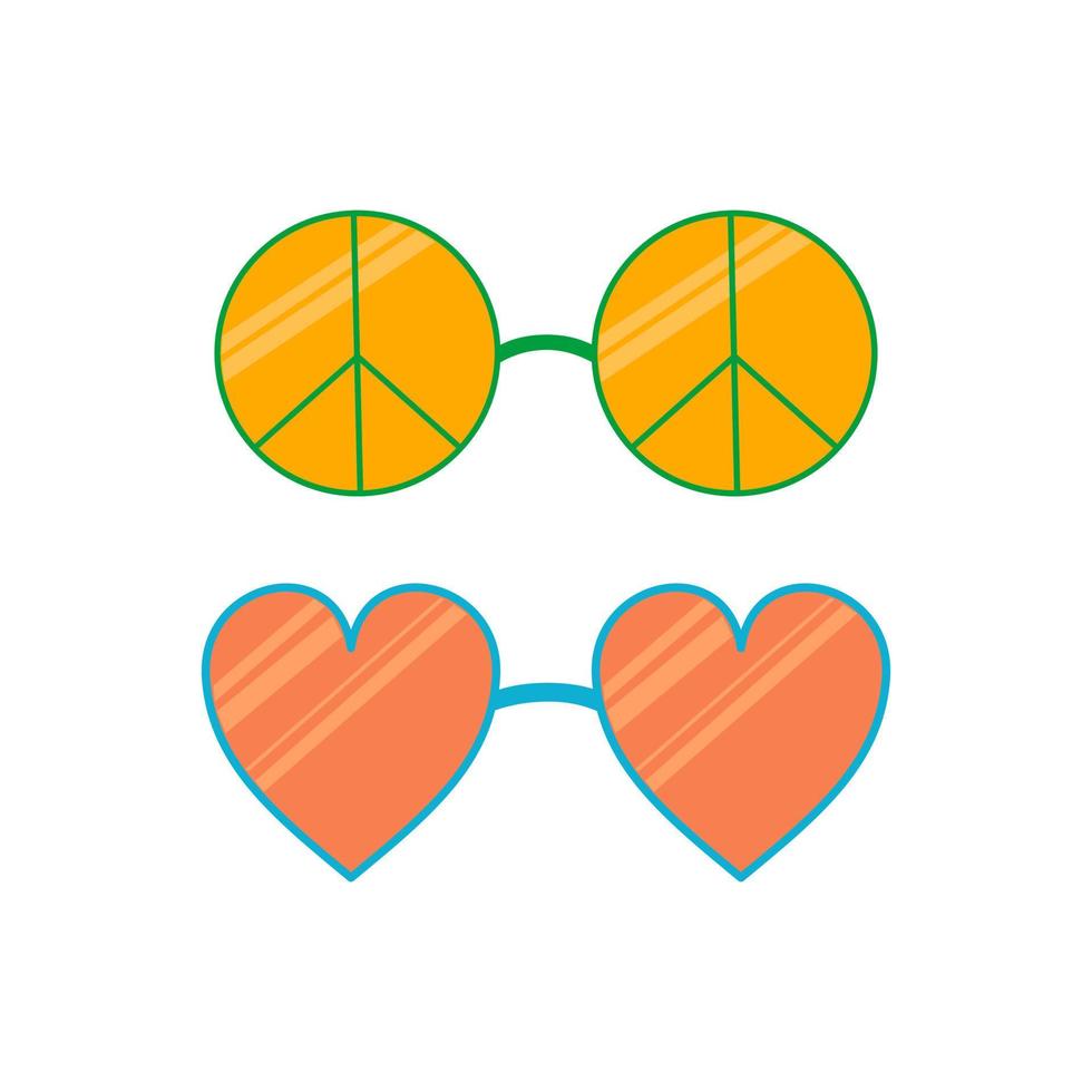1970 gafas de sol coloridas hippie vector ilustración aislada