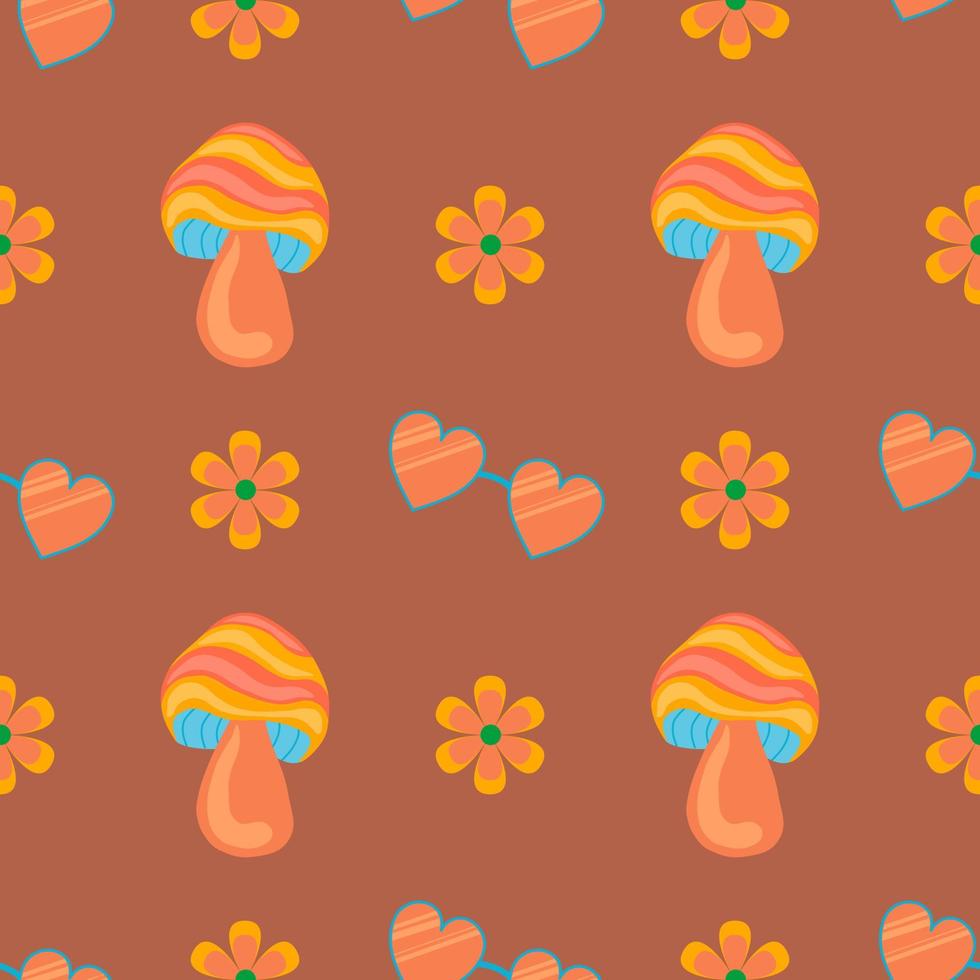 1970 vibe boho style vector seamless pattern