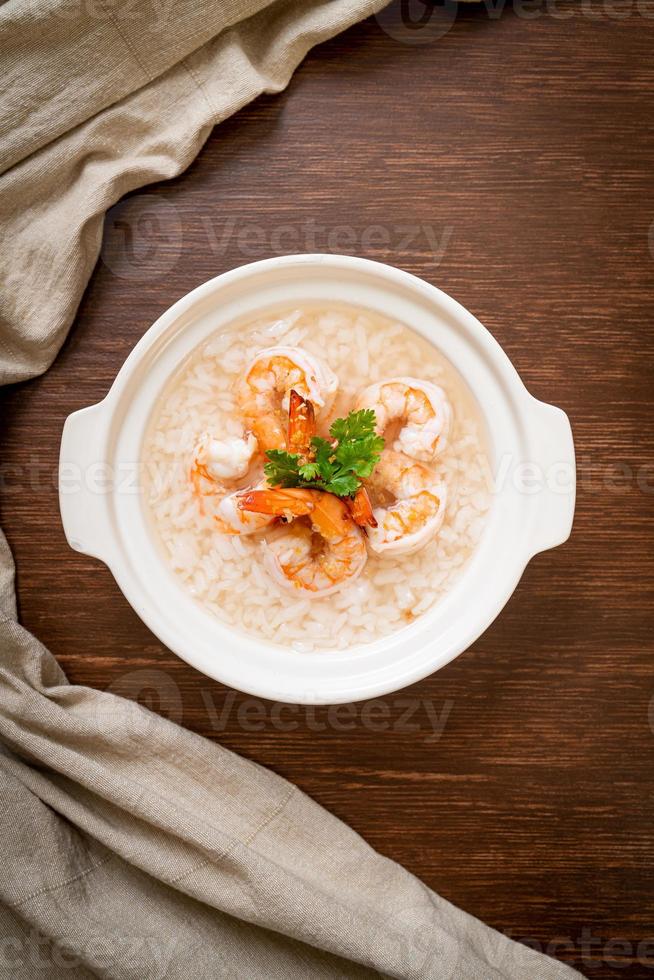 boiled rice soup with shrimps photo
