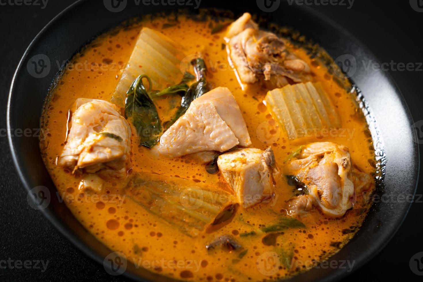 Chicken curry soup with roti photo