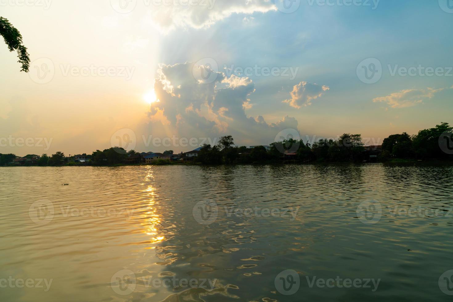 river view and beautiful sunset with cloudy photo