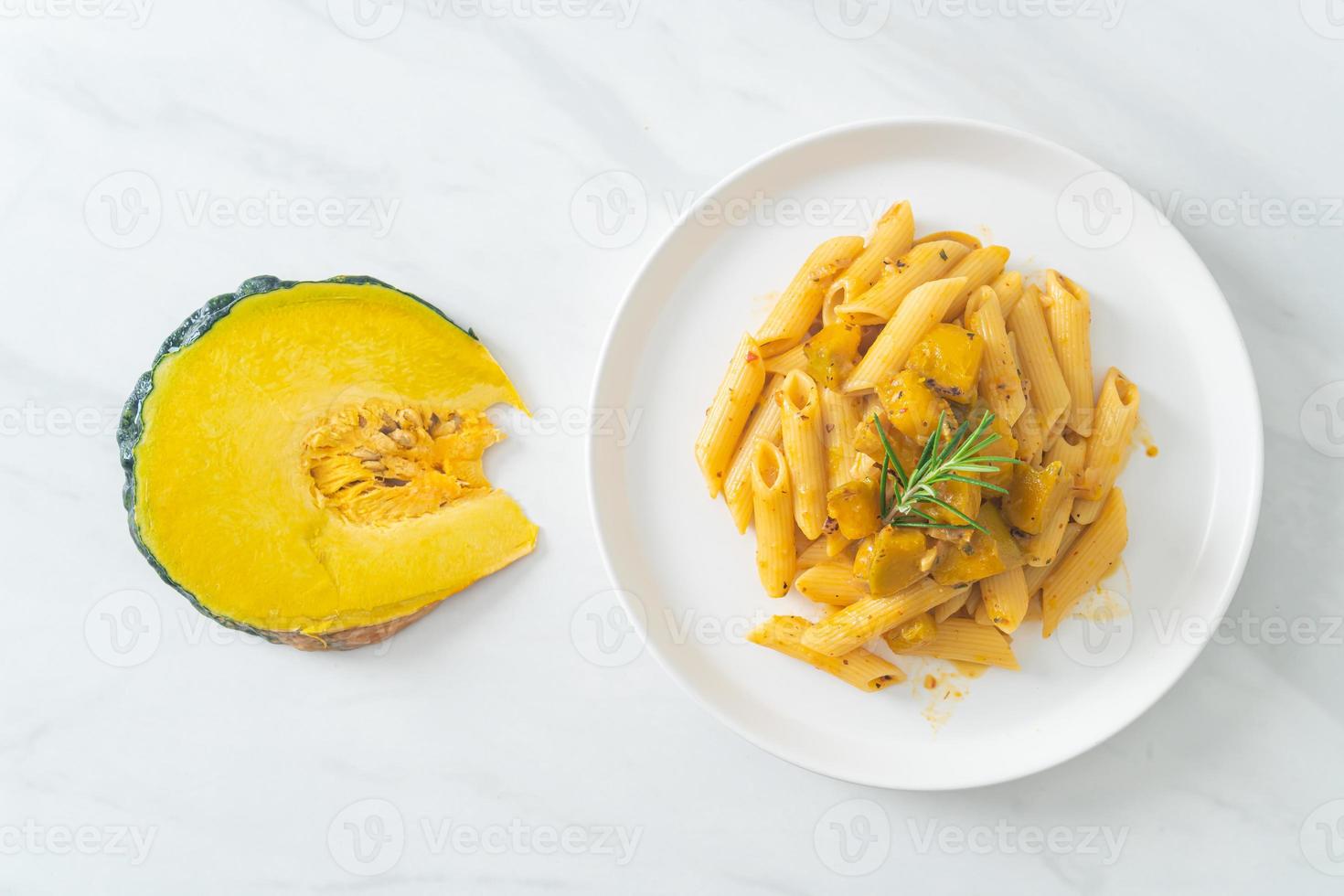 pumpkin penne pasta alfredo sauce photo