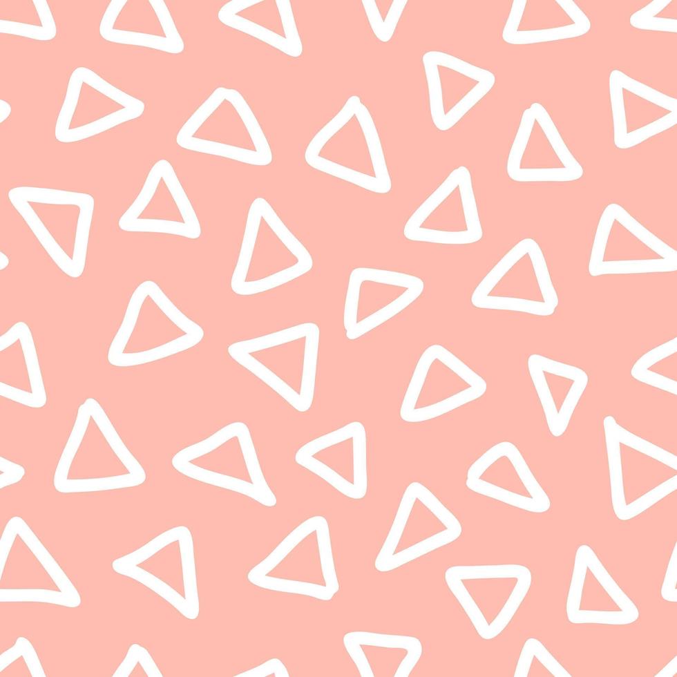 Cute hand drawn seamless pattern with triangle shapes. Childish style soft pink vector background. Fresh modern geo print for kids apparel, scrapbooking, wallpaper