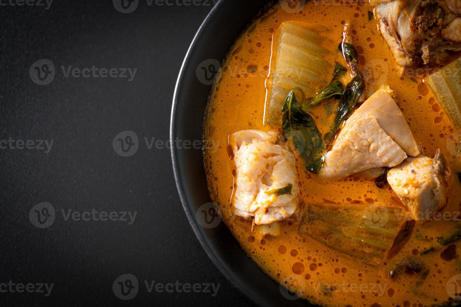 Chicken curry soup with roti photo