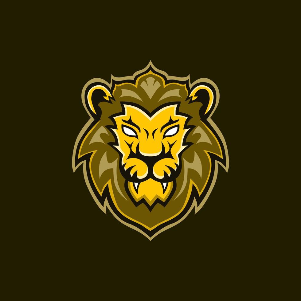 illustration of a lion's head in yellow for the mascot logo. vector