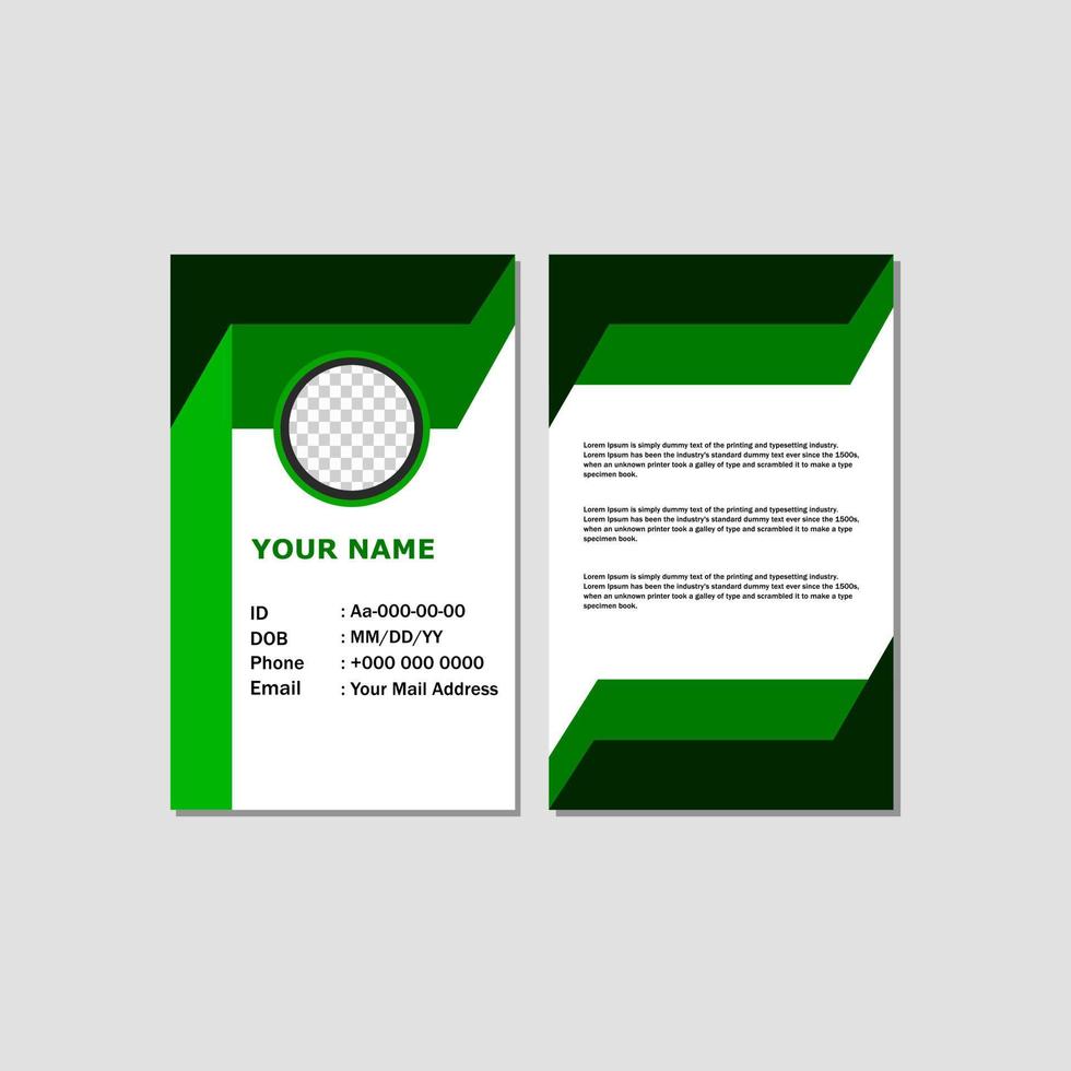 ID card template design with green color. vector