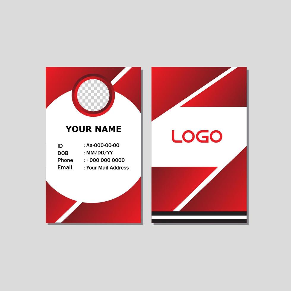 ID card template design in red and black. vector