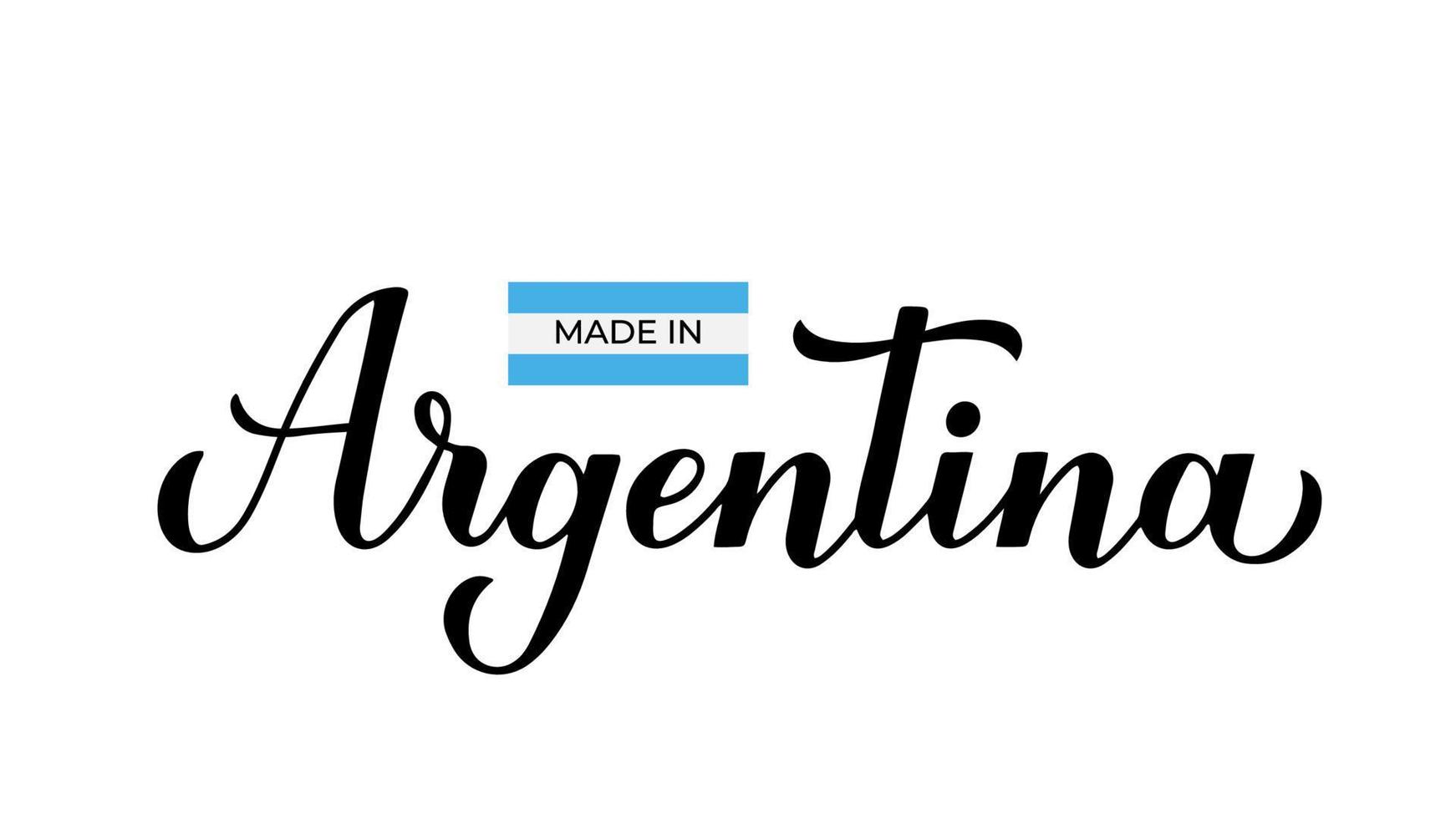 hecho en argentina etiqueta manuscrita. icono de vector de marca de calidad. perfecto para el diseño de logotipos, etiquetas, insignias, adhesivos, emblemas, paquetes de productos, etc.