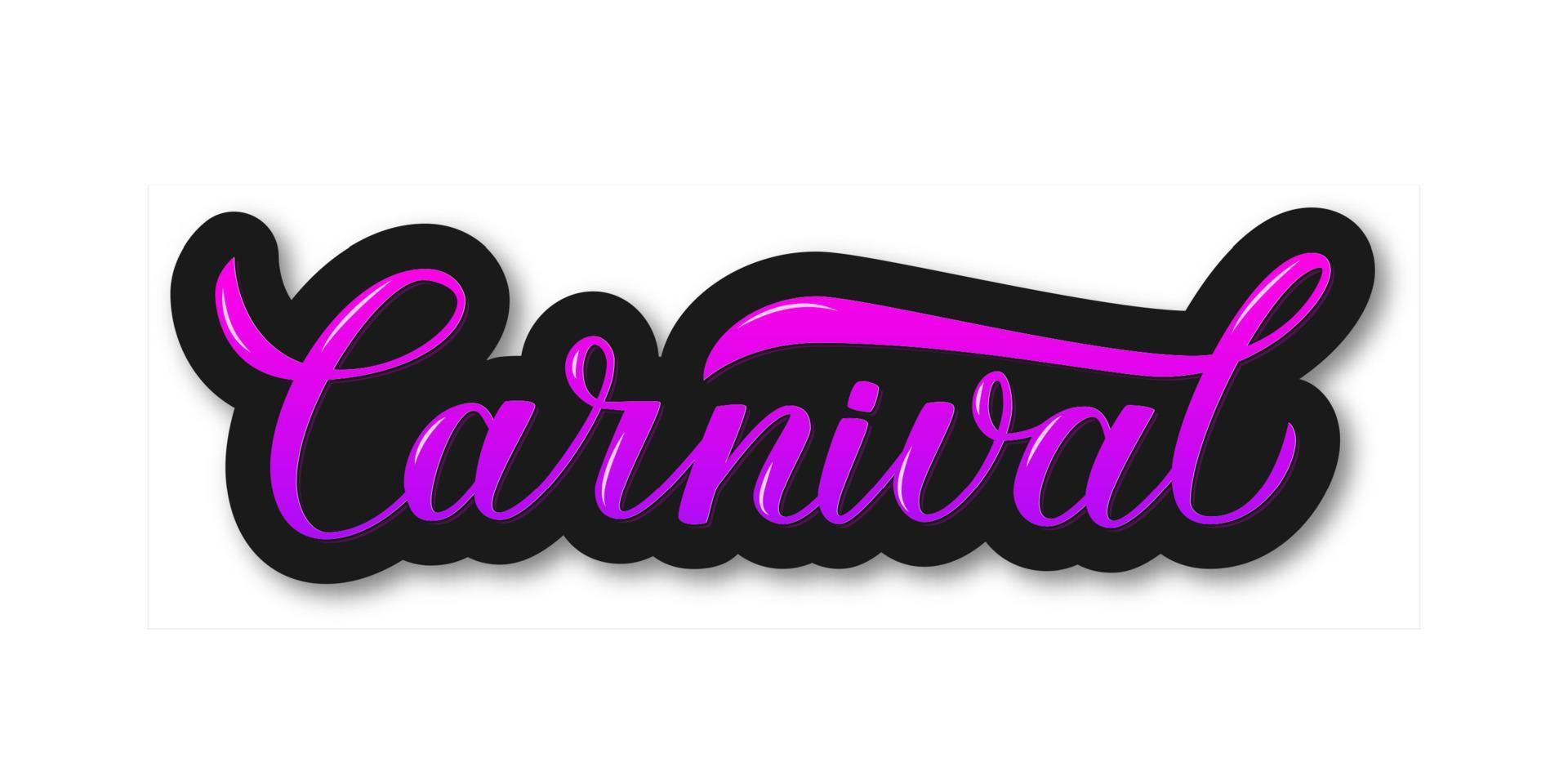 Carnival bright colorful 3d lettering. Easy to edit element of design for Brazilian carnival in Rio or Mardi Gras in New Orleans. Masquerade party banner, poster or invitation. Vector illustration.
