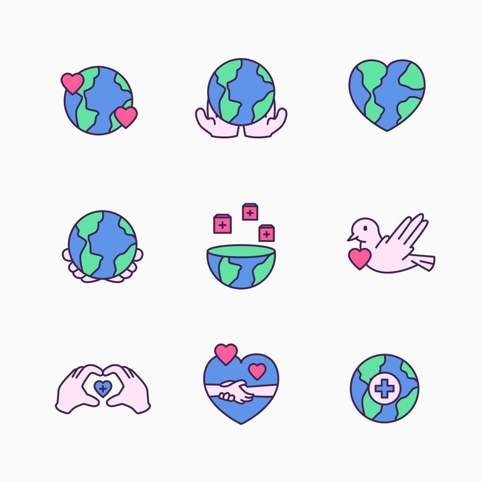 iconos humanitarios del mundo vector