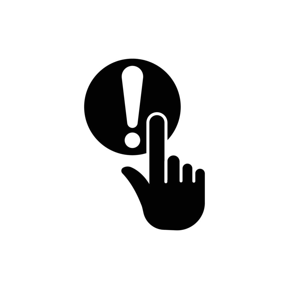 Touch icon with exclamation mark. hand. suitable for warning symbol, notification. solid icon style. simple design editable. Design template vector