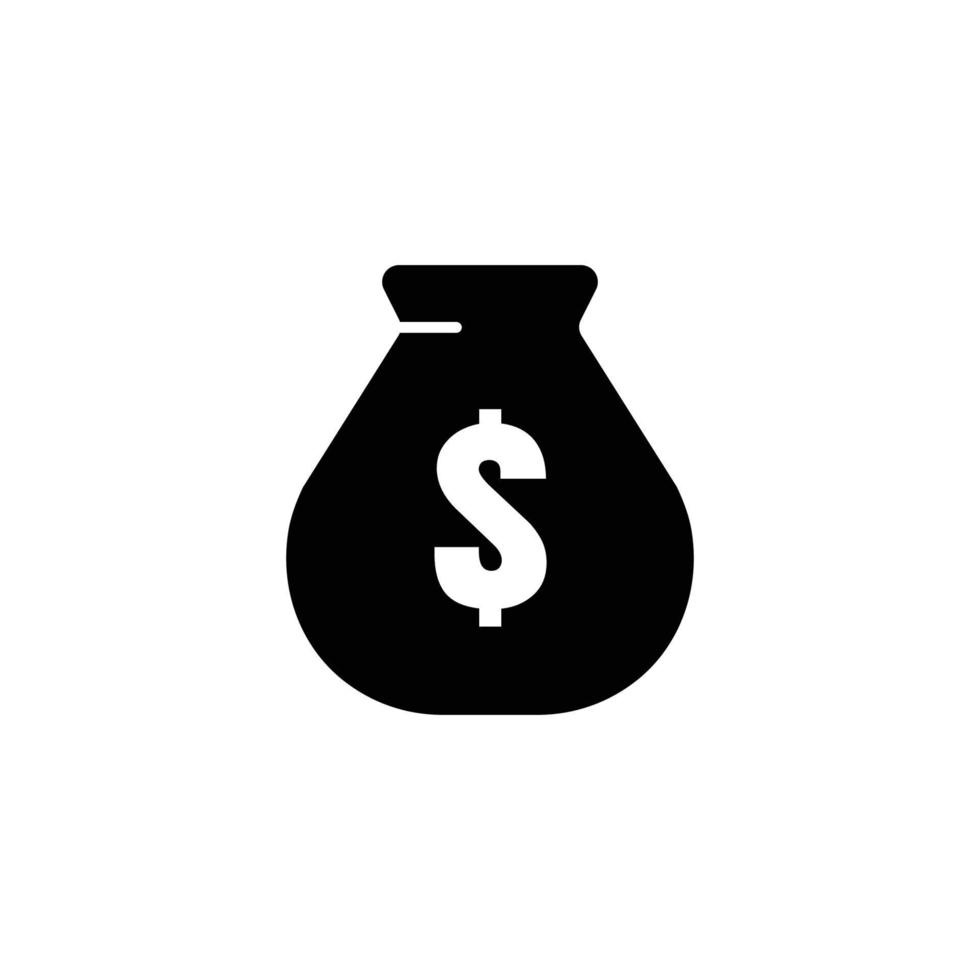 icono de bolsa de dinero con dólar. estilo de icono sólido. adecuado para símbolo de moneda, ahorro, negocios. diseño simple editable. vector de plantilla de diseño