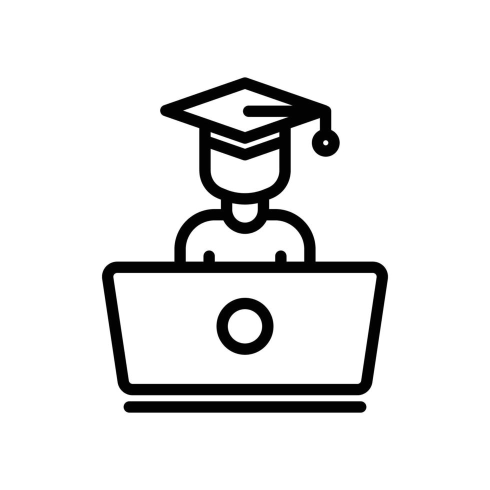 Online education icon vector. Virtual learning, student, laptop. Line icon style. Simple design illustration editable vector