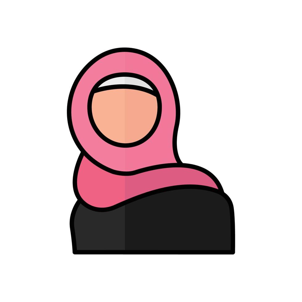 vector de iconos de mujeres musulmanas. islámico. religión. estilo de icono de línea rellena. diseño moderno ilustración editable