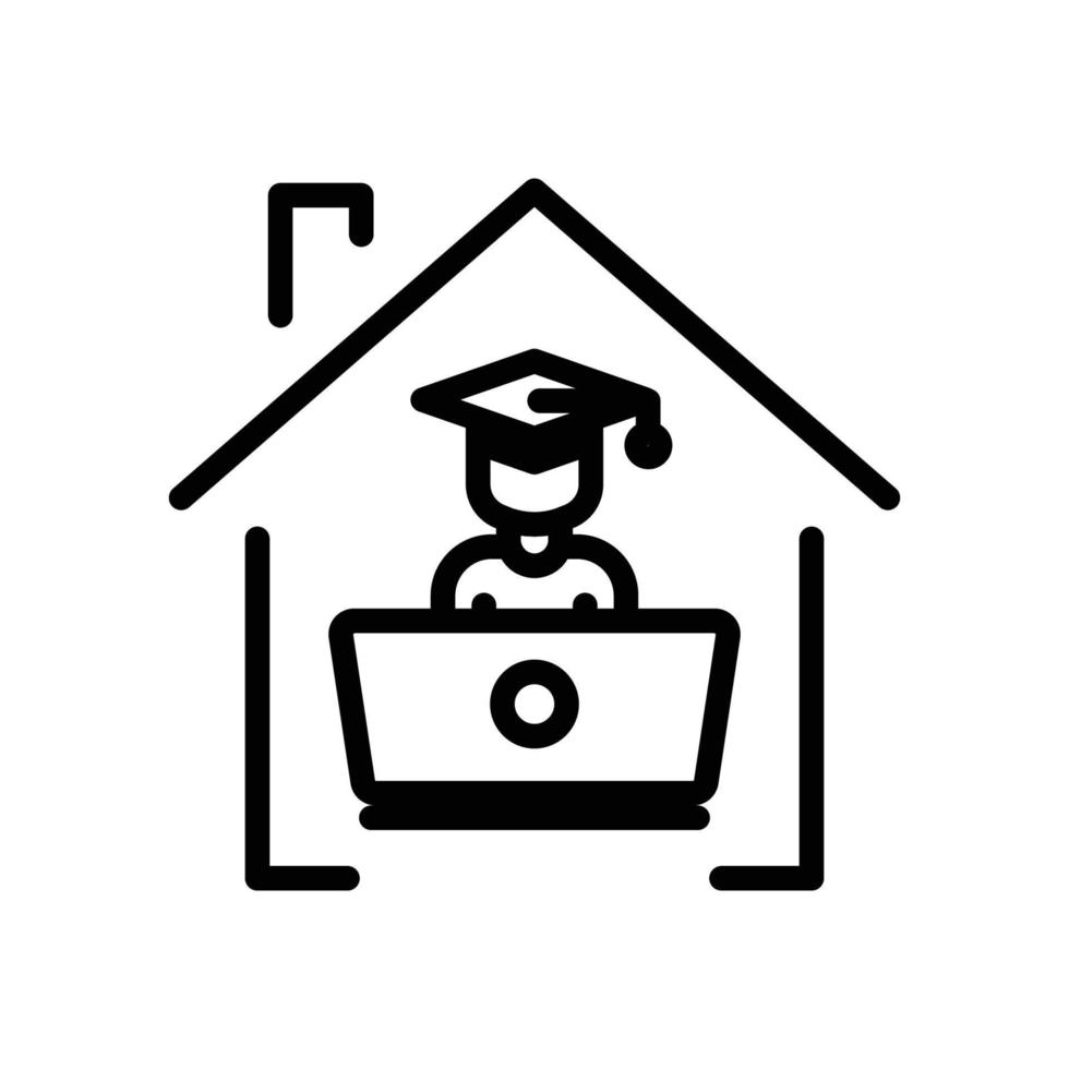 Online education icon vector. Virtual learning, Study at home, student, laptop. Line icon style. Simple design illustration editable vector
