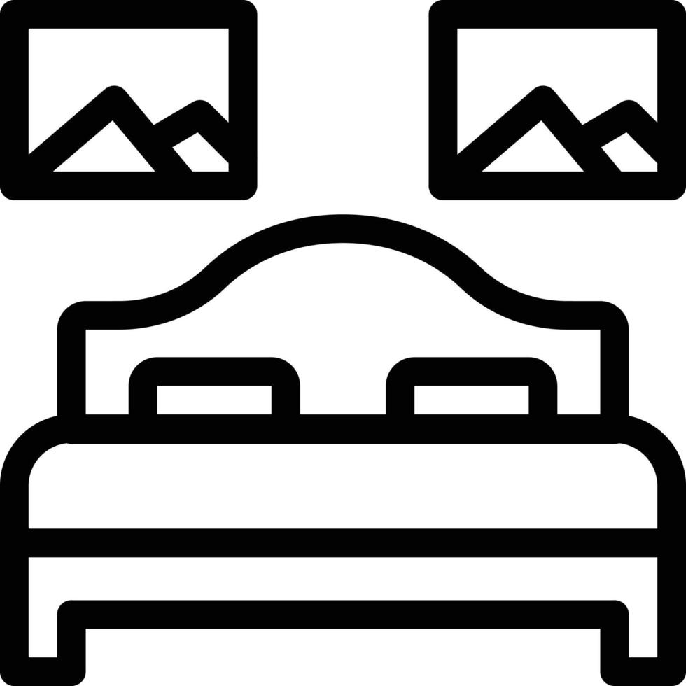 ilustración de vector de cama doble en un fondo. símbolos de calidad premium. iconos vectoriales para concepto y diseño gráfico.
