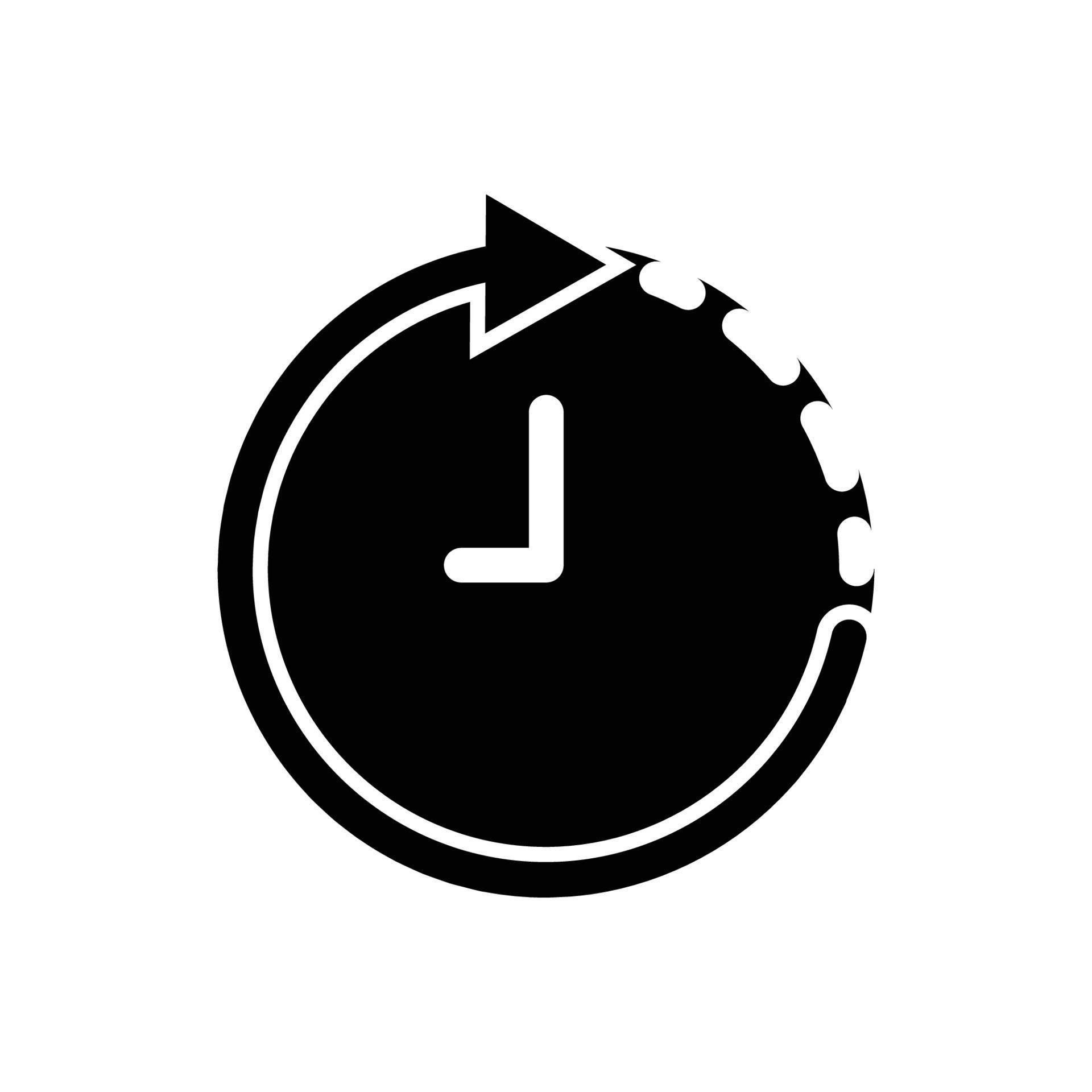 Clock icon with arrow. full time symbol. solid icon style. suitable for