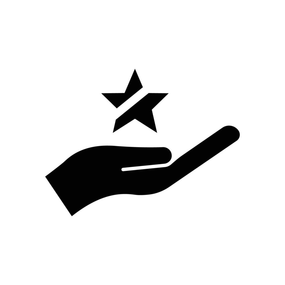 Star icon with hand. suitable for favorite symbol, superior, featured, best. solid icon style. simple design editable. Design template vector
