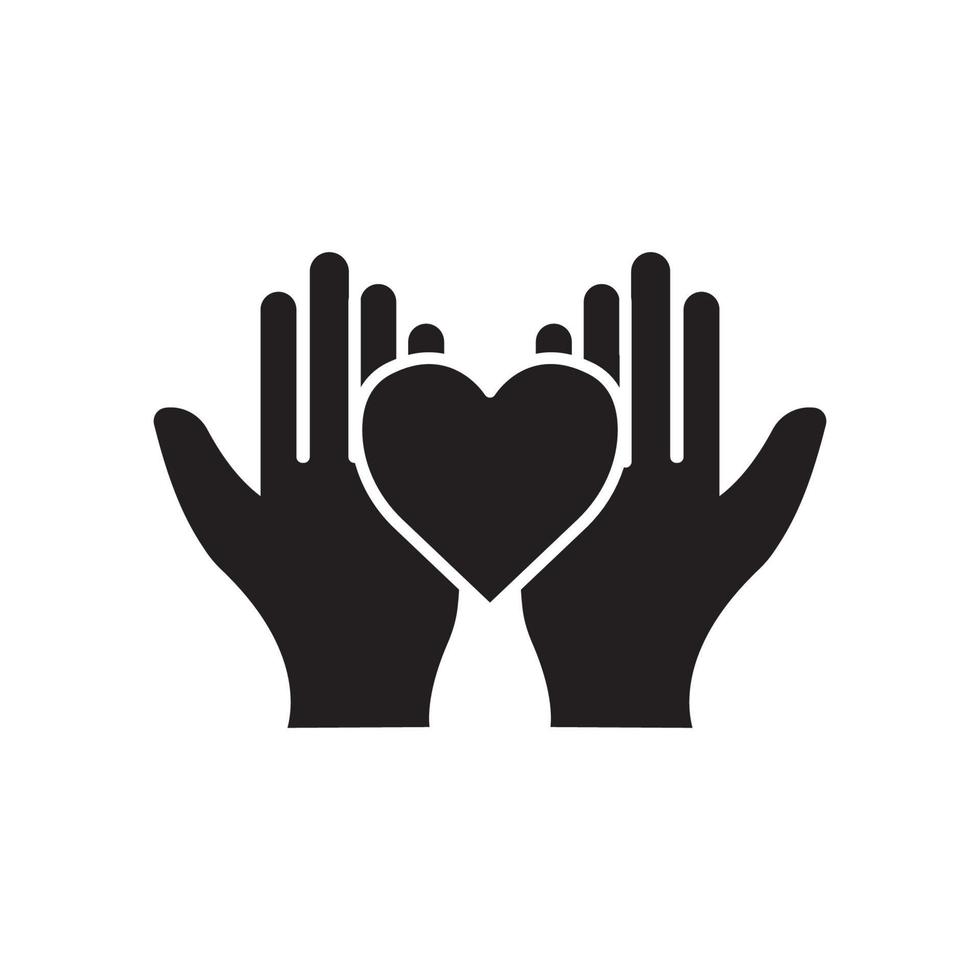 Heart icon vector with hand. suitable for affection symbol. solid icon style. simple design editable. Design simple illustration