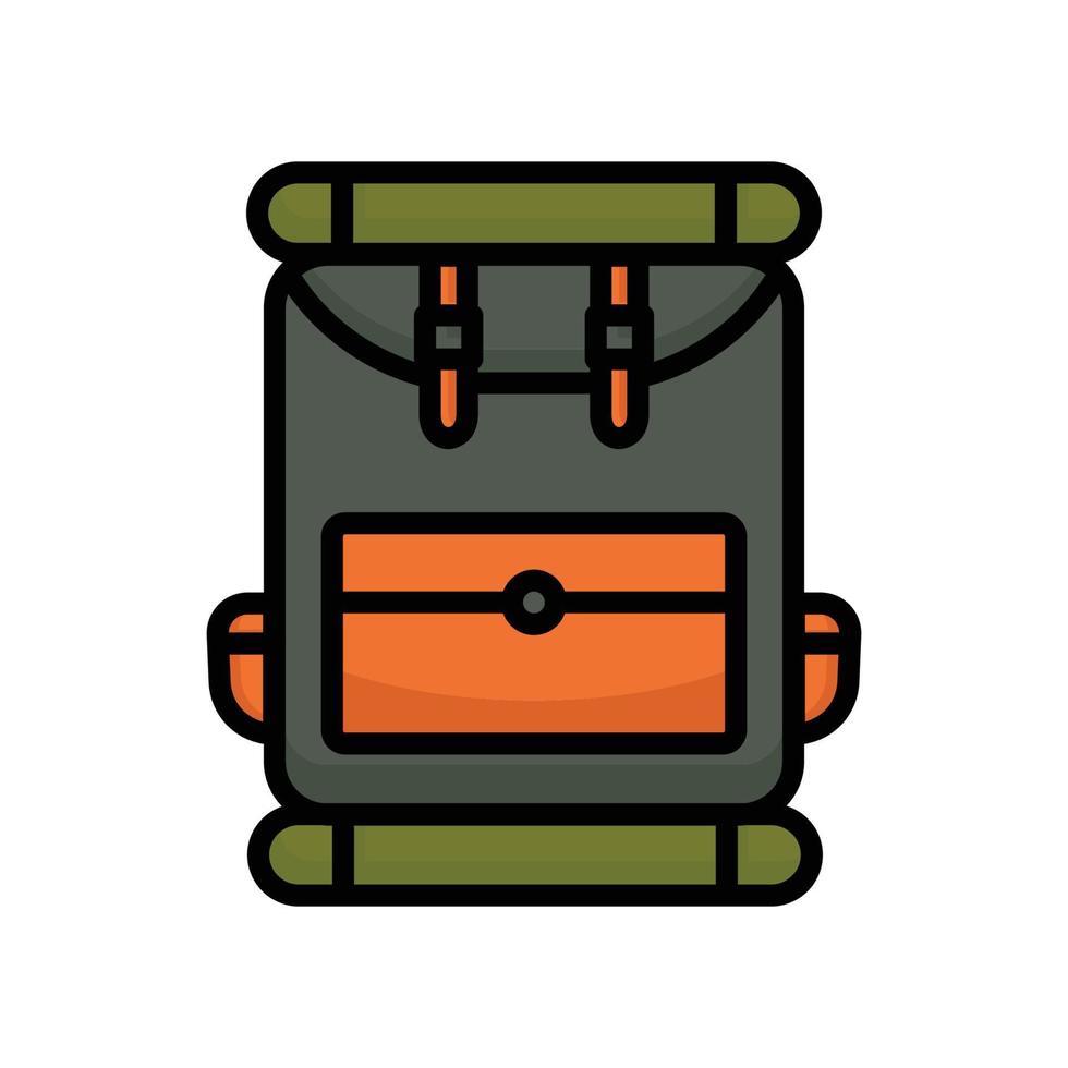 vector de icono de bolsa de camping. bolsa, acampar. estilo de icono de línea rellena. diseño simple editable. diseño simple ilustración